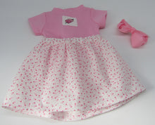 Load image into Gallery viewer, Heart Skirt Combo w Hand Embroidery 18 inch Doll 3 Pc: Pink and White
