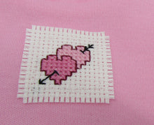 Load image into Gallery viewer, Heart Skirt Combo w Hand Embroidery 18 inch Doll 3 Pc: Pink and White
