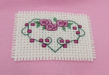 Load image into Gallery viewer, Heart Vine Skirt Combo w Hand Embroidery 18 inch Doll 3 Pc: Pink and White
