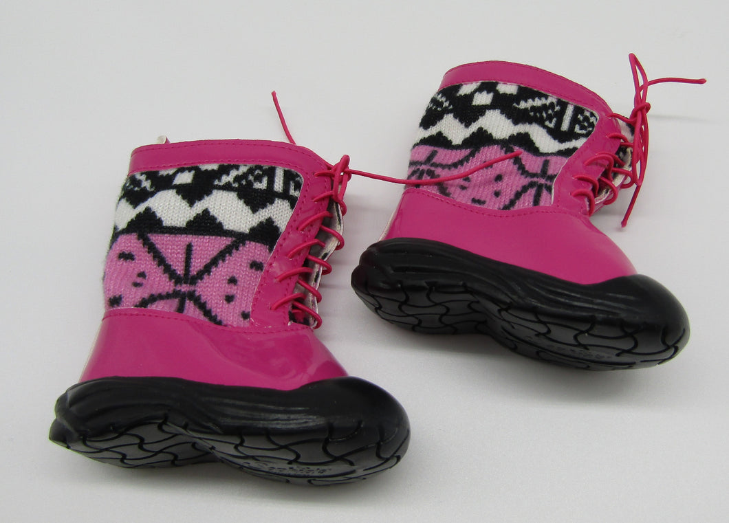 Ikat Snow Boots 18 inch Doll: Pink & Black