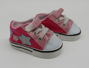 Star No-Tie Glittery Tennis Shoes 18 & 15 inch Doll : Pink