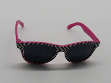 Load image into Gallery viewer, 18&quot; Doll Chevron Print Sunglasses: Black &amp; White w Hot Pink
