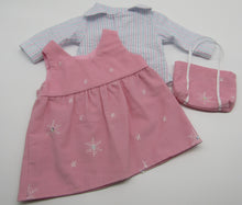 Load image into Gallery viewer, 18&quot; Doll Corduroy Jumper, Blouse &amp; Tote Bag: Pink
