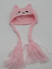 Load image into Gallery viewer, 18&quot; &amp; 15&quot; Doll Fleece Kitten Face Winter Hat: Pink
