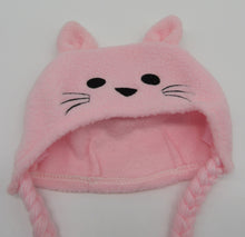 Load image into Gallery viewer, 18&quot; &amp; 15&quot; Doll Fleece Kitten Face Winter Hat: Pink
