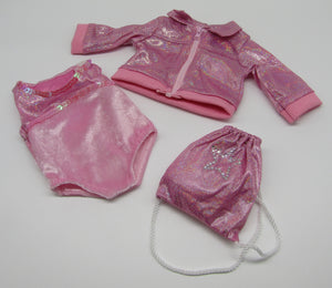 18" Doll Pink 3 Pc Gymnastics Set
