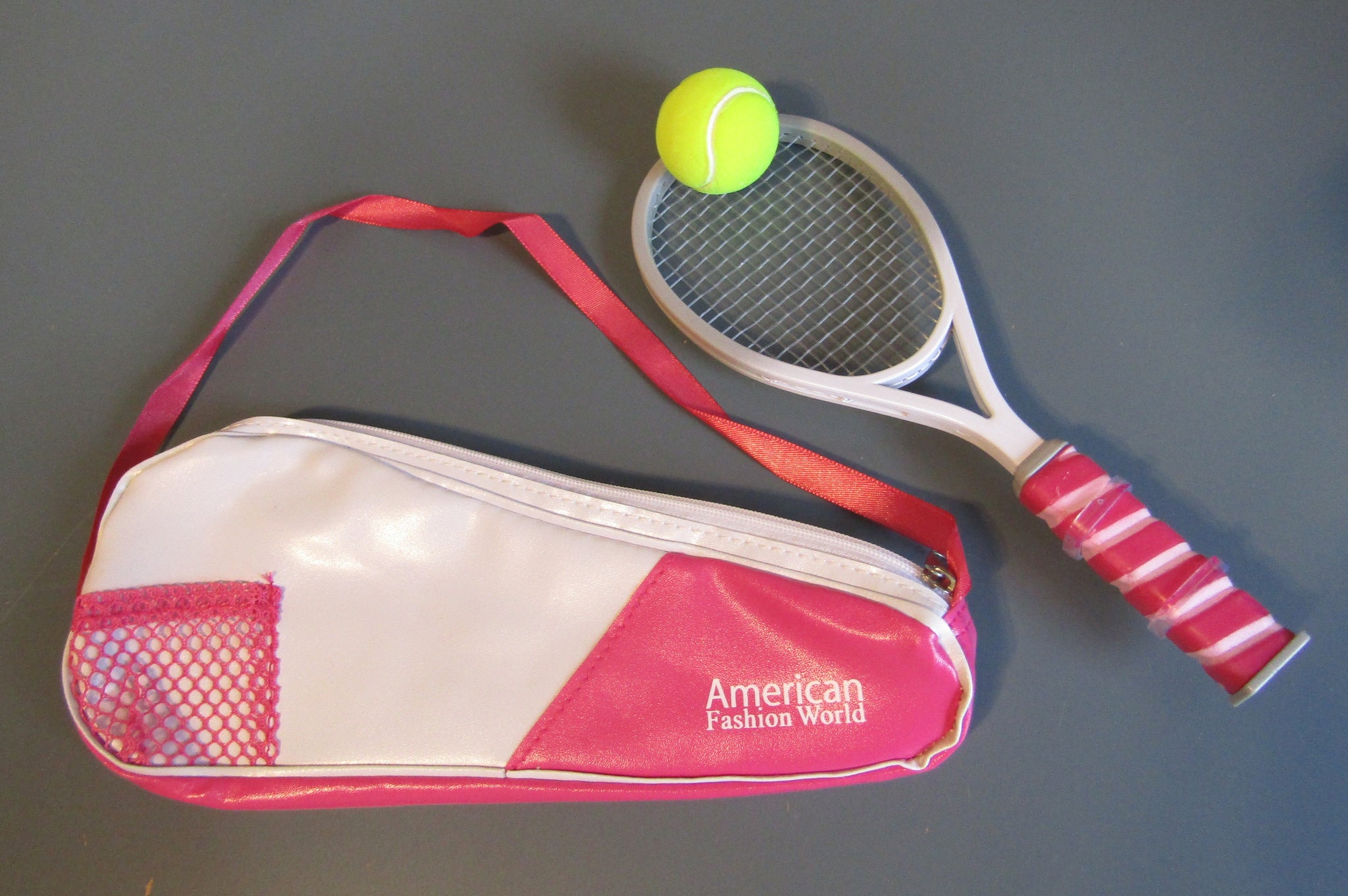 Tennis Racket, Bag & Ball 18 inch Doll: Pink – Handmade Designs for Dolls