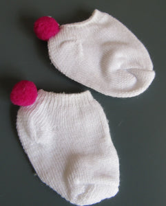 White Ankle Socks with Pom Pom 18 & 15 inch Doll: Pink