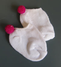 Load image into Gallery viewer, White Ankle Socks with Pom Pom 18 &amp; 15 inch Doll: Pink
