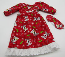Load image into Gallery viewer, Christmas Puppies Nightgown 2 Pc 18 inch Doll: Red &amp; White
