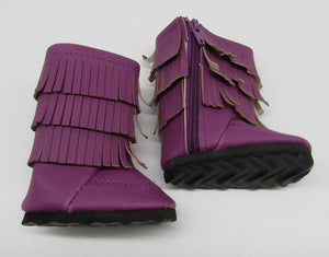 Fringe Boots 18 inch Doll: Purple Faux Leather
