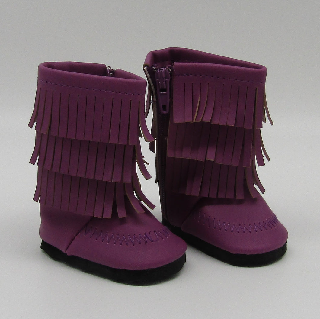 Fringe Boots 18 inch Doll: Purple Faux Leather