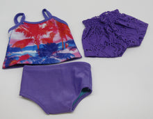 Load image into Gallery viewer, 18&quot; Doll 4 Pc Swim Set: Purple Tropical
