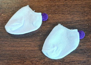18" & 15" Doll White Ankle Socks with Pom Pom: Purple