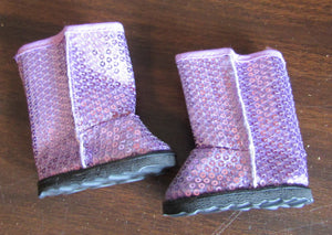 18" Doll Sequin Boots: Purple