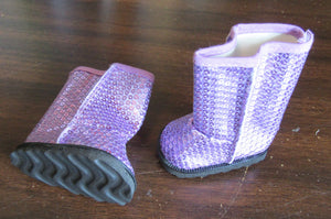 18" Doll Sequin Boots: Purple