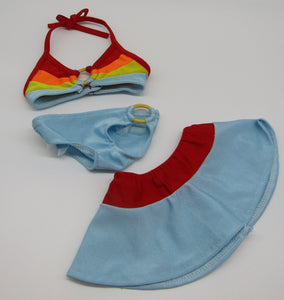 18" Doll 3 Pc Swim Set: Rainbow