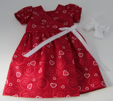 Load image into Gallery viewer, Glittery Hearts Wrap Dress 18 inch Doll: Red
