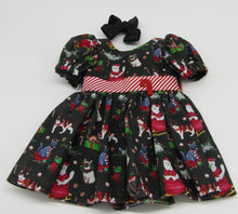 Load image into Gallery viewer, Santa Kitty Print Dress 18 inch Doll
