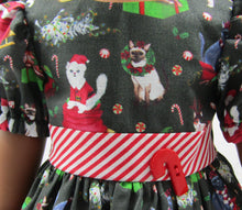 Load image into Gallery viewer, Santa Kitty Print Dress 18 inch Doll
