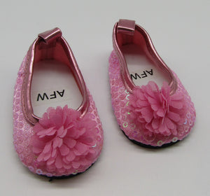 Sequin 18 & 15 inch Doll Dress Shoes: Pink