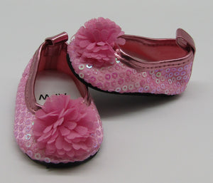 Sequin 18 & 15 inch Doll Dress Shoes: Pink