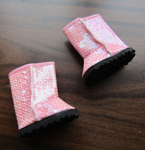 18" Doll Sequin Boots: Pink