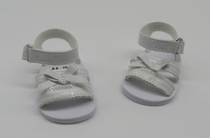 18" & 15" Doll Sequin Sandals: White