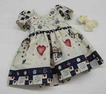 Load image into Gallery viewer, Snowman Border Print Dress 18 inch Doll
