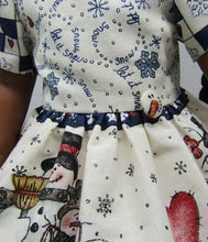Load image into Gallery viewer, Snowman Border Print Dress 18 inch Doll
