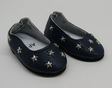 Load image into Gallery viewer, Star Studded 18 &amp; 15 inch Doll Dress Shoes: Navy Blue
