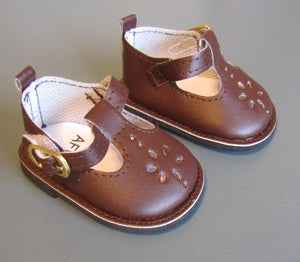 Sunburst Cutout Buckled Shoes 18 & 15 inch Doll: Brown