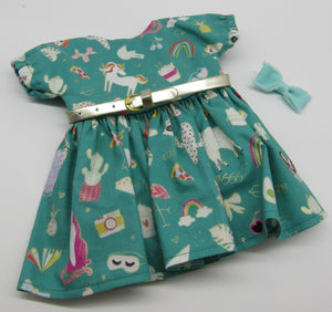 18" Doll Favorite Things Belted Dress: Teal