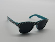 Load image into Gallery viewer, Black &amp; White Chevron Sunglasses: Teal
