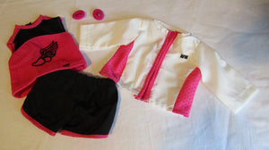 18" Doll 4 Pc Track Outfit: Hot Pink & Black