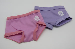 18" Doll Underwear w Flower Two-Pack: Pink & Purple