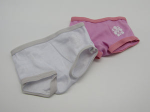 18" Doll Underwear w Flower Two-Pack: Pink & White