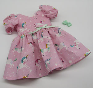 18" Doll Unicorn & Stars Dress: Pale Pink