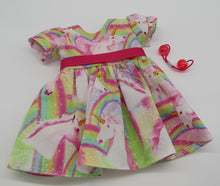 Load image into Gallery viewer, 18&quot; Doll Unicorn Dress w Pastel Rainbow

