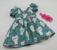 Load image into Gallery viewer, 18&quot; Doll Unicorn  Kitty Dress: Teal
