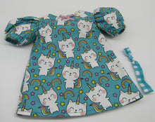 Load image into Gallery viewer, Unicorn  Kitty Shift Dress 18 inch Doll: Teal
