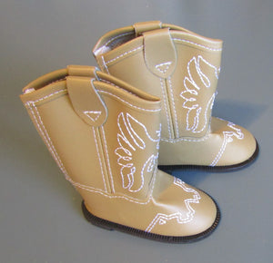 Western Boots w Embroidered Eagle 18 inch Doll: Tan