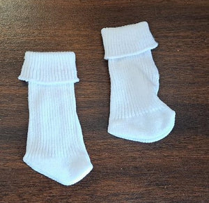 18" & 15" Doll Nylon Fold-over  Socks: White