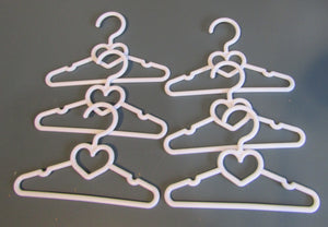 Doll Hangers 5.5" w Heart Design 6 Pack: White