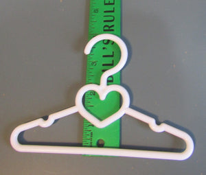 Doll Hangers 5.5" w Heart Design 6 Pack: White