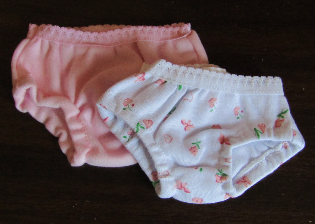 Underwear Two-Pack: White w Pink Flowers & Pink
