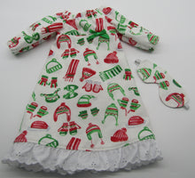 Load image into Gallery viewer, 18&quot; Doll Nightgown: Red &amp; Green Winter Wear
