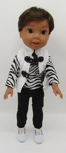 Wellie Wisher 14 inch Doll 3 Pc Zebra Outfit