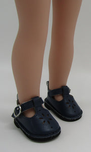 Wellie Wisher 14 inch Doll Buckle Shoes w Sunburst Cutout: Navy Blue