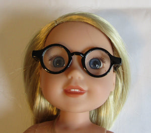 Wellie Wisher 14" Doll Circle Glasses: Black